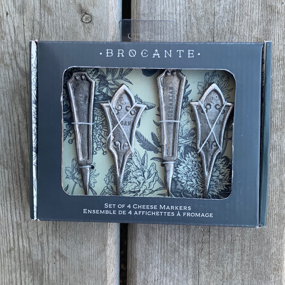 NEW Brocante Set of 4 Cheese Markers Vegan & Vegetarian
